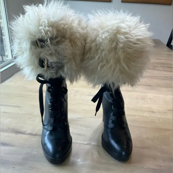 Diesel Black Lace-Up Women's Boots with three different zip-on cuffs - Picture 2 of 16